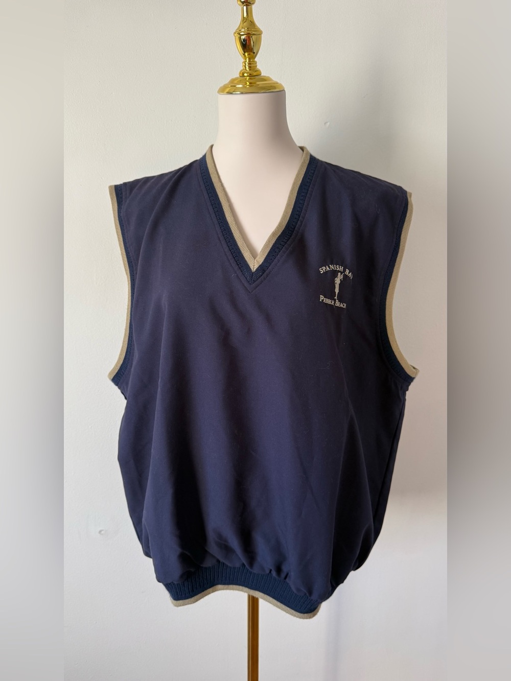 Pebble Beach Collection Vintage Golf Vest Navy Blue Spanish Bay Size L Men